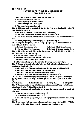 Đề thi thử THPT quốc gia Lịch sử lớp 12 - Năm học 2016-2017